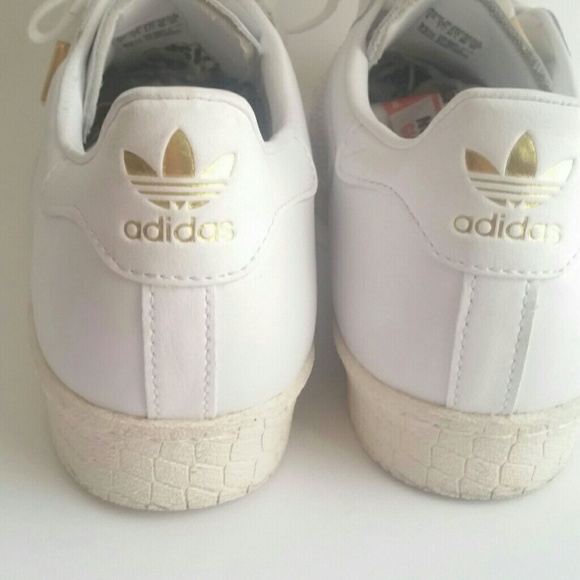 Adidas Gold White Superstar 80s Snakeskin Texture - Picture 6 of 8